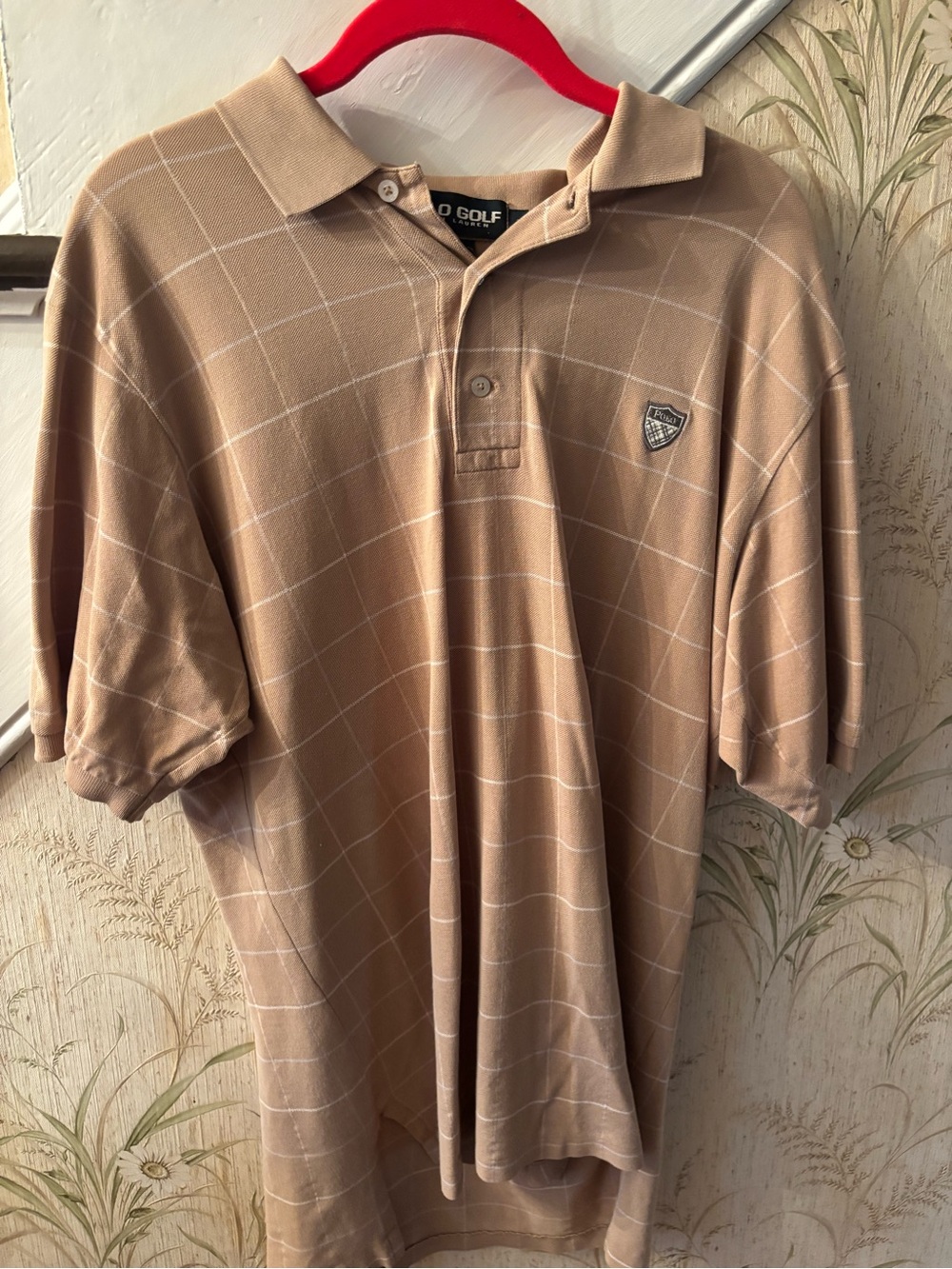 Ralph Lauren Tan Windowpane Polo Shirt